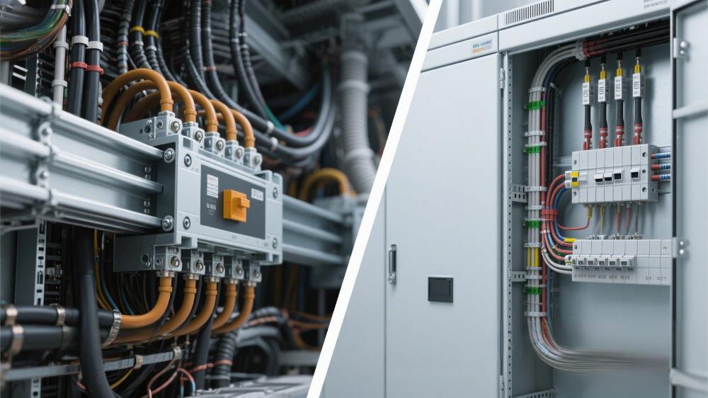 Engineer inspecting a robust busbar installation