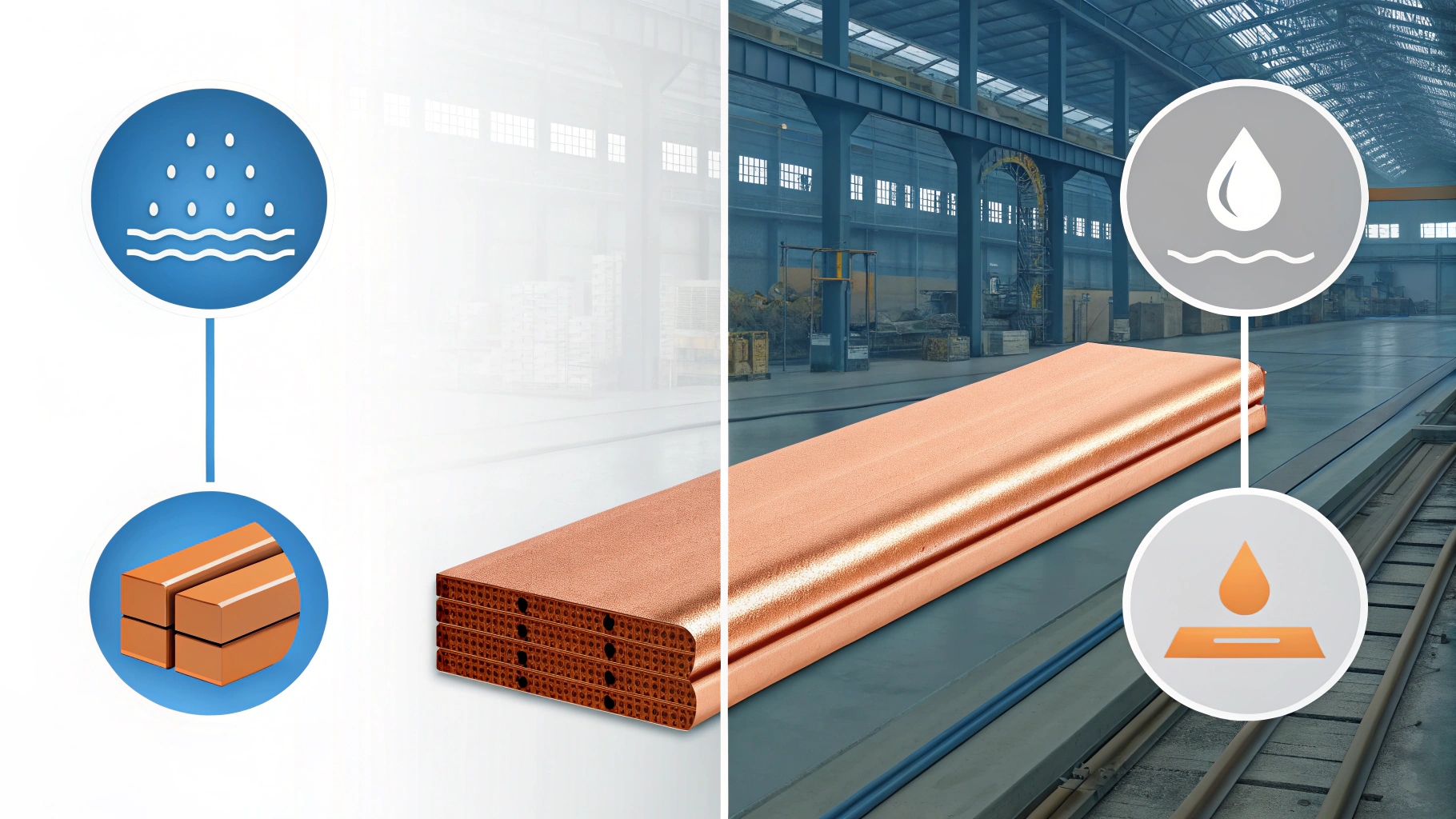 Close-up comparison of bare and tinned copper busbars