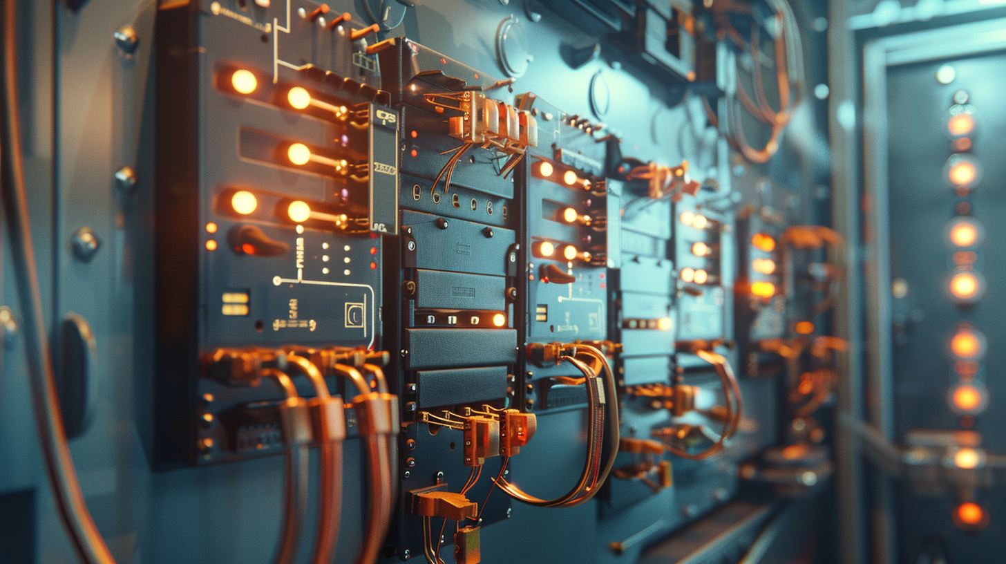 Copper busbar distributing power inside a panel