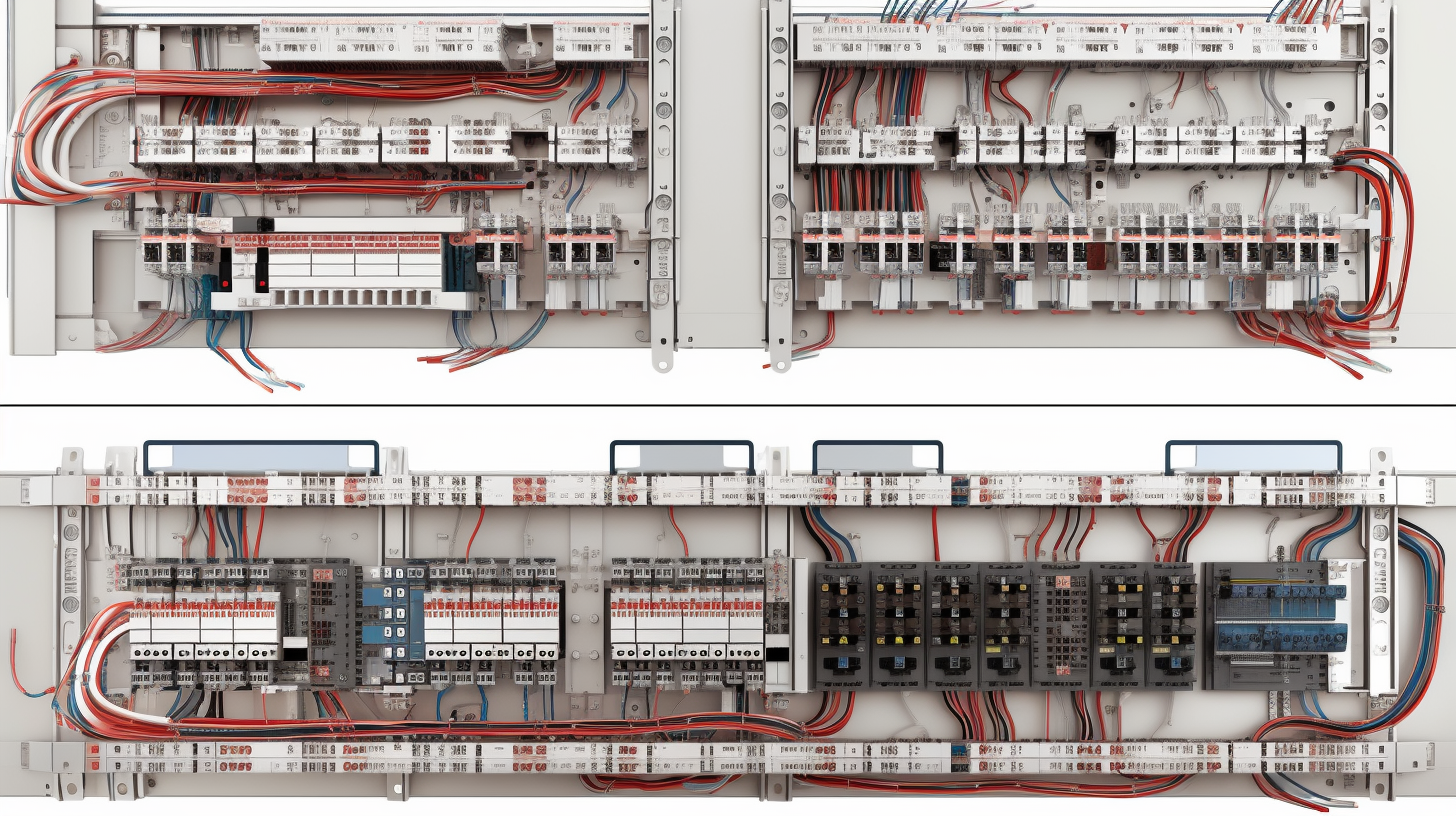 Close-up of properly terminated bus bar connections