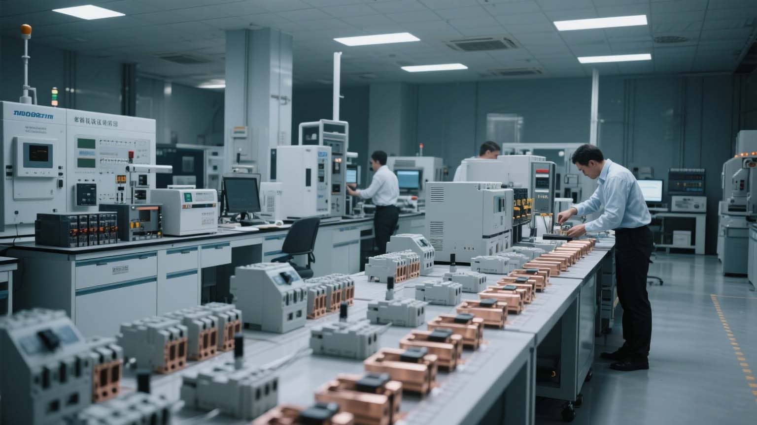 Engineer performing thermal testing on copper pan assembly