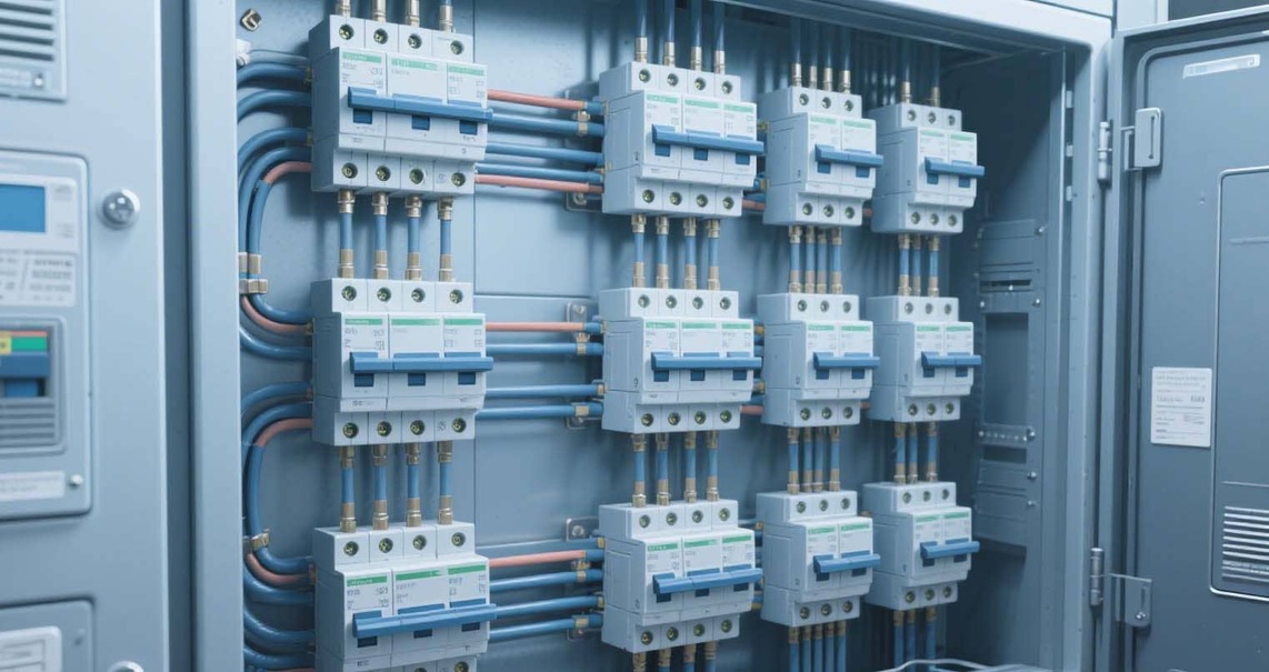 Circuit breakers connected to modular busbar