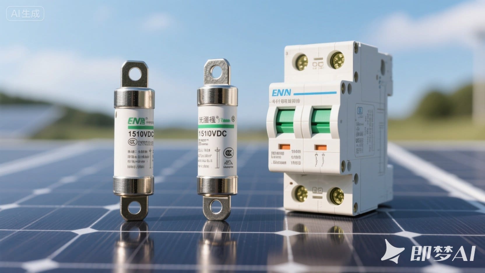 close-up of PV fuse components