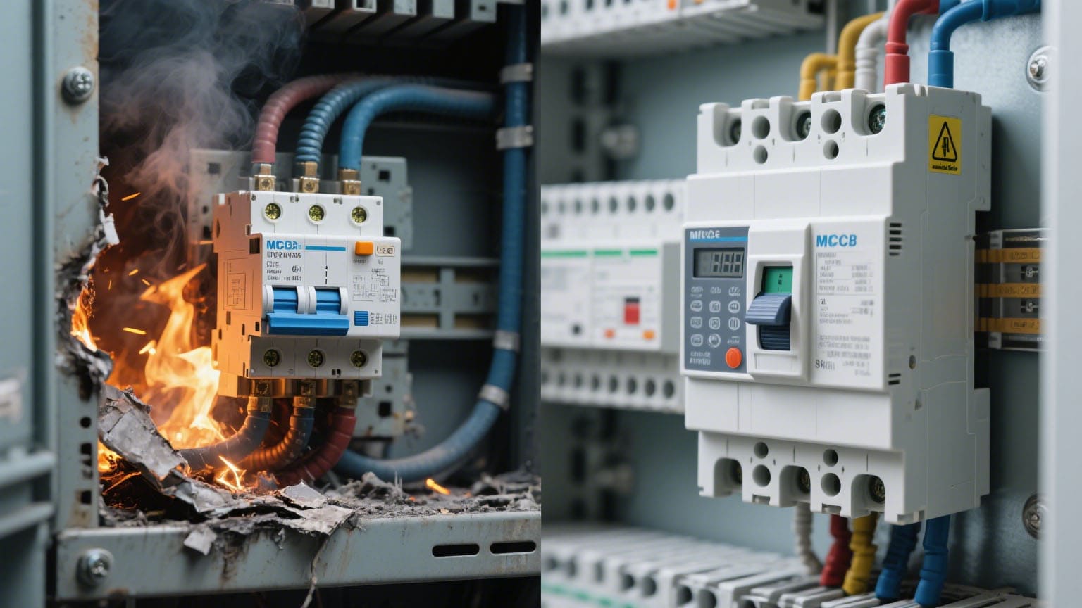 comparison of standard breaker and MCCB components