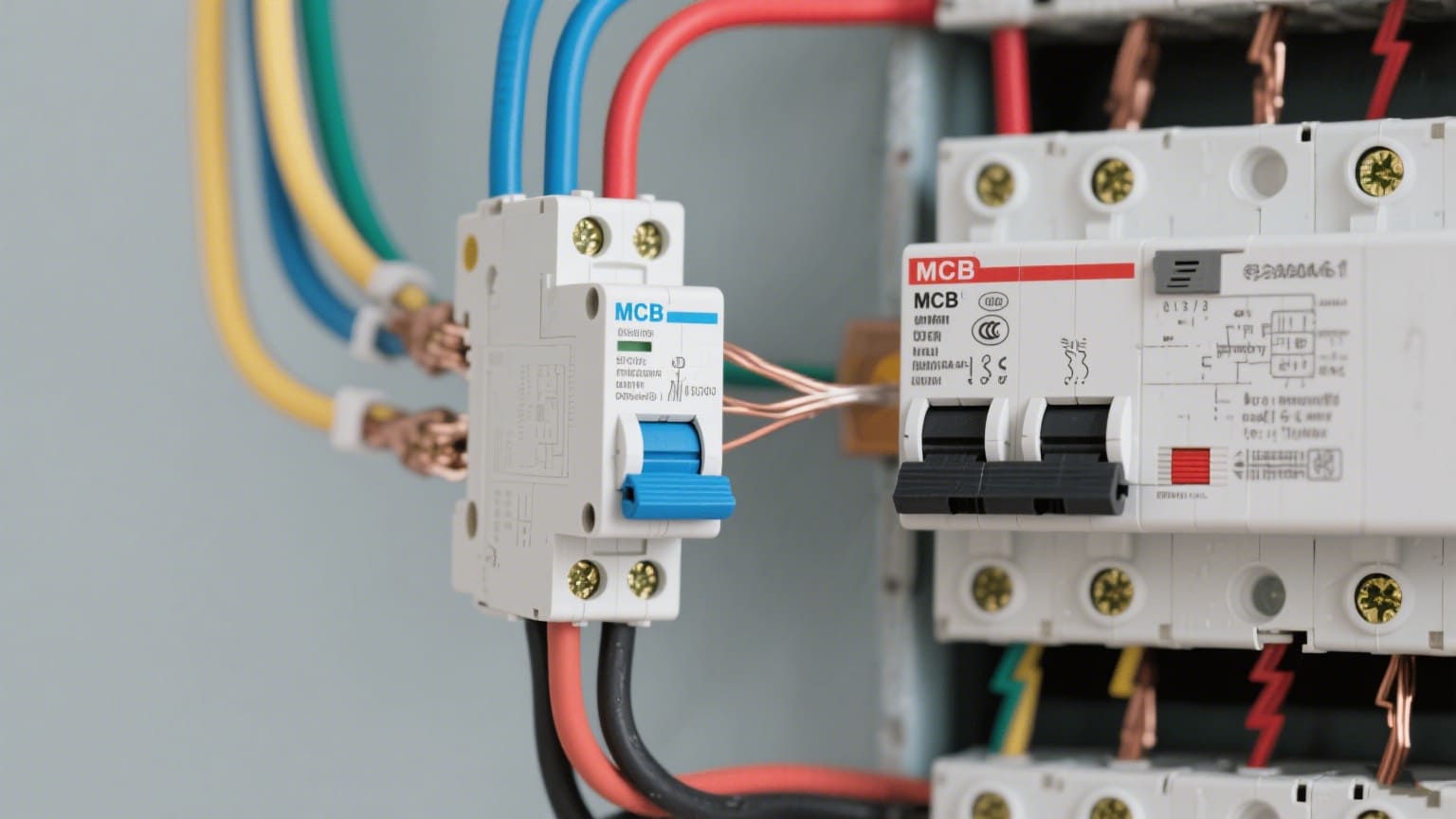 MCB connection showing line and load terminals