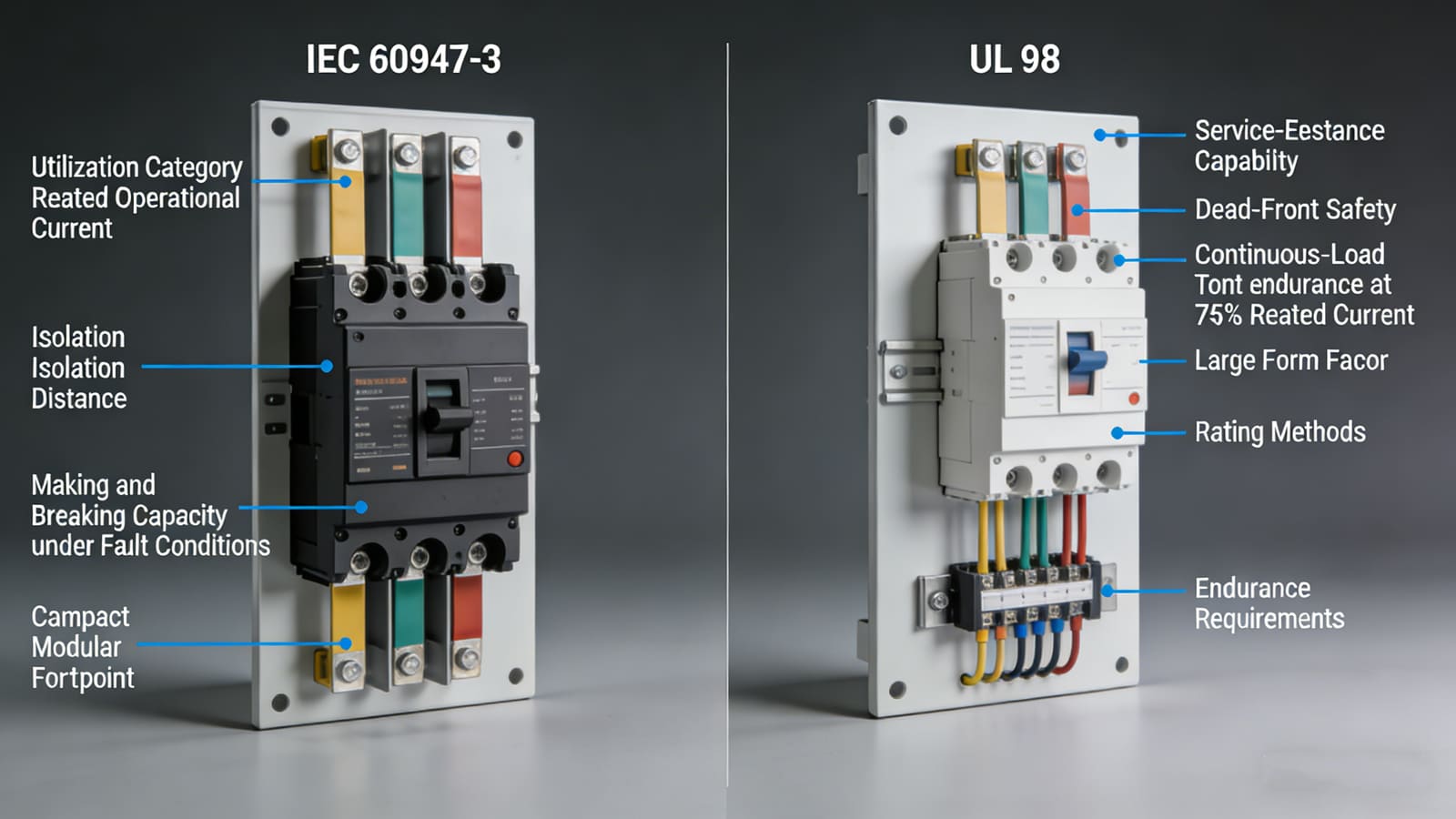IEC and UL standard testing differences IEC 60947-3 and UL 98 Standard Requirements