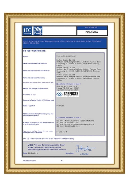 CE Mark Certification Document